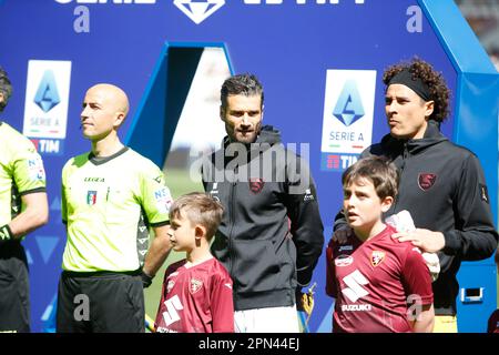 Torino, Italia. 16th Apr, 2023. Serie a italiana, Torino FC e US Salernitata 1919, allo Stadio Olimpico Grande Torino. Credit: Nderim Kaceli/Alamy Live News Foto Stock