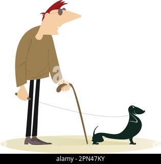Uomo cieco con cane guida Illustrazione Vettoriale