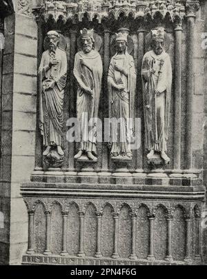 La Porte Saint Anne (figure del Vecchio Testamento) - Cattedrale di Notre Dame, Parigi, Francia, circa 1900 Foto Stock