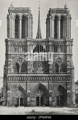Il fronte Ovest, Cattedrale di Notre Dame, Parigi, Francia, circa 1900 Foto Stock