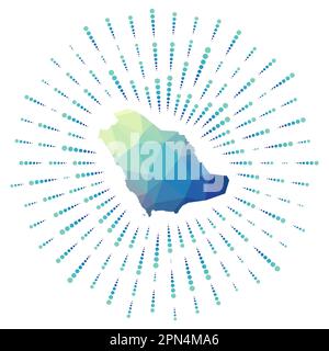 Forma dell'Arabia Saudita, sunburst poligonale. Mappa del paese con coloratissime razze. Arabia Saudita illustrazione in digitale, tecnologia, internet, rete Illustrazione Vettoriale
