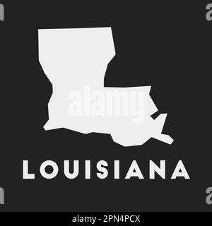 Icona della Louisiana. Mappa di stato DEGLI STATI UNITI su sfondo scuro. Elegante mappa della Louisiana con il nome dello stato degli Stati Uniti. Illustrazione vettoriale. Illustrazione Vettoriale