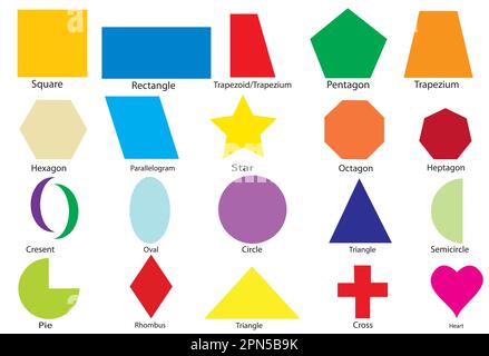 un set di una varietà di forme geometriche a colori per la scienza e la matematica. Uso didattico. vettore Illustrazione Vettoriale