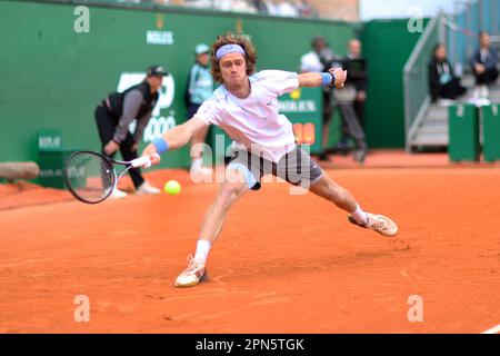 Monaco, Monaco. 15th Apr, 2023. Court Rainier III, ROLEX Monte-Carlo Masters 1000, semifinale, Andrey Rublev vs Taylor Fritz Aprile 15 2023. (CARPICO Thierry/ATP/SPP) Credit: SPP Sport Press Photo. /Alamy Live News Foto Stock