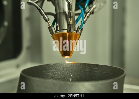 3d stampa di parti metalliche del dettaglio della polvere in laboratorio di impianto Foto Stock