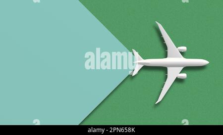 Piano bianco vista dall'alto su transizione di sfondo verde Foto Stock