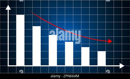 Grafico che mostra il declino e il fallimento o la tendenza al ribasso Foto Stock