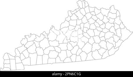 Mappa cieca del Kentucky molto dettagliata. Illustrazione Vettoriale