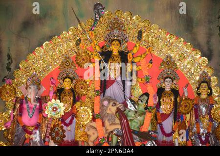 Immagine di durga idol, immagine di Clay Durga Goddess, durga ji ki murti, maa durga idol, ma ki murti, Foto Stock