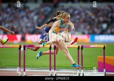 Sally Pearson partecipa ai campionati mondiali di atletica di Londra 2017. Foto Stock