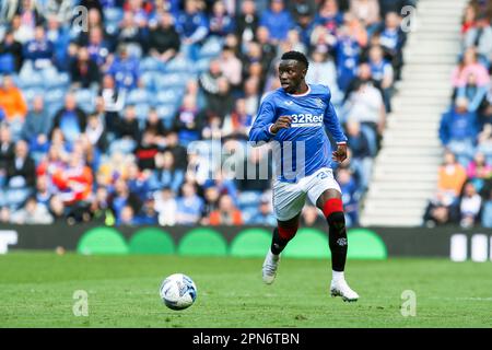 Fashion sakala, nome completo Junior Fashion Sakala, un giocatore internazionale dello Zambia, che gioca in avanti per la squadra scozzese della Premiership, Rangers. Foto Stock