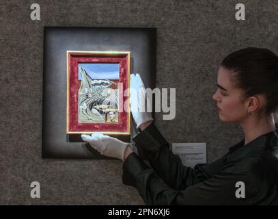 Londra, Regno Unito. 17th Apr, 2023. Remedios Varo, con possibili aggiunte di 'car Domínguez & Esteban Francés, composizione Surréaliste (tableau collaboratif) C 1935., Est, £50.000 - 70.000, sale Giovedi 20 aprile a Londra Impressionista e Arte moderna, Bonhams. Credit: Paul Quezada-Neiman/Alamy Live News Foto Stock