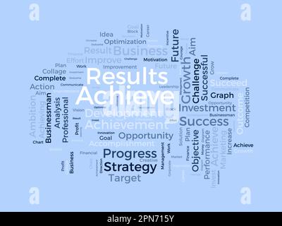 Concetto di base di Word cloud per ottenere risultati. Crescita del marketing, risultato dei risultati finanziari dello sviluppo aziendale. illustrazione vettoriale. Illustrazione Vettoriale