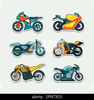 Ultima collezione Motorbike in stile Sticker. Illustrazione Vettoriale