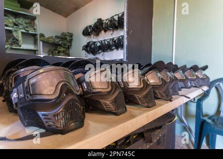 paintball Field, Paintball Aventura Marratxi, Marratxi, Maiorca, Spagna Foto Stock