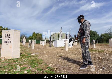 paintball Field, Paintball Aventura Marratxi, Marratxi, Maiorca, Spagna Foto Stock