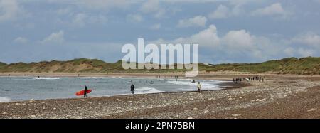 Popolare surf spot Klitmoller, Hawaii freddo, costa occidentale della Danimarca Foto Stock