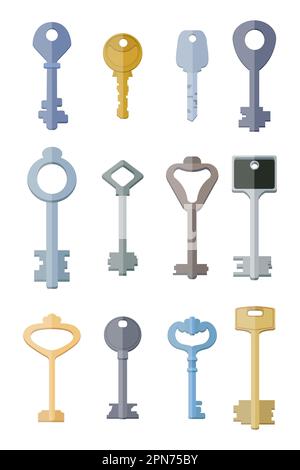 Set di illustrazioni vettoriali per tasti di colori e forme differenti Illustrazione Vettoriale