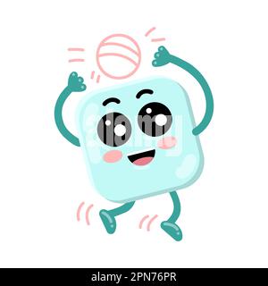 Gioco astratto carino personaggio quadrato geometrico Illustrazione Vettoriale