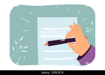 Lettera o note scritte a mano umana su foglio di carta Illustrazione Vettoriale