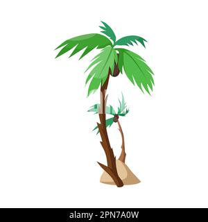 Alberi di palma con illustrazione vettoriale delle noci di cocco Illustrazione Vettoriale