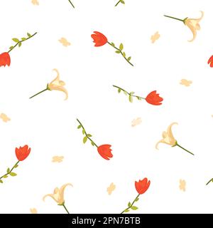 Fiori estivi con motivo senza cuciture Illustrazione Vettoriale