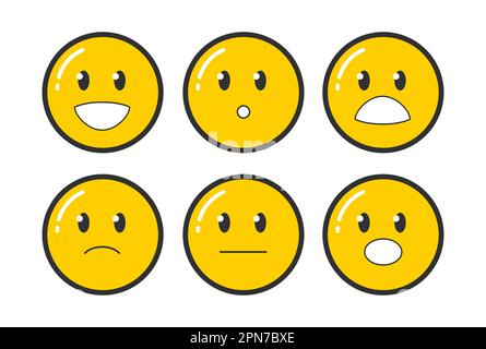 Set di emoticon Emoji e giallo Illustrazione Vettoriale