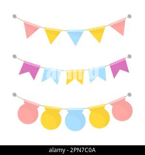 Bandiere colorate per le illustrazioni vettoriali decorazioni di partito Illustrazione Vettoriale
