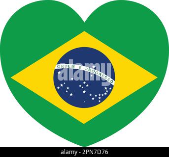 Brazillian Brazilian Flag Heart Concept Illustrazione Vettoriale