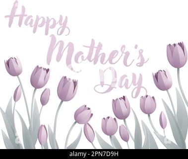 Happy Mothers Day Paper Craft Tulips Design Illustrazione Vettoriale