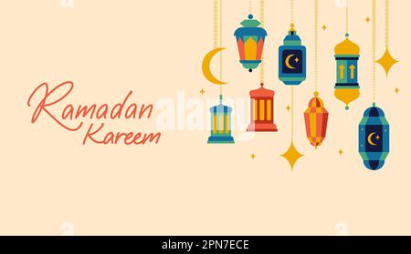 Banner Web piatto Ramadan Kareem Illustrazione Vettoriale