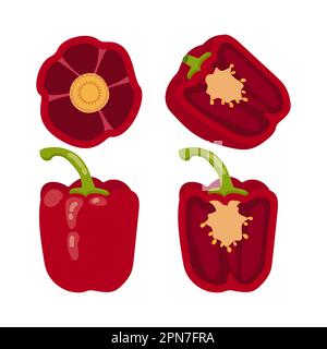 Set di peperoni rossi Illustrazione Vettoriale