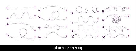 Linea sentieri di aerei di volo set Illustrazione Vettoriale