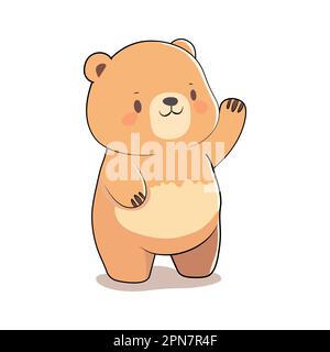 Design con logo Bear. Cartone animato orso felice isolato. Immagine di un orso in stile piatto. Illustrazione vettoriale Illustrazione Vettoriale