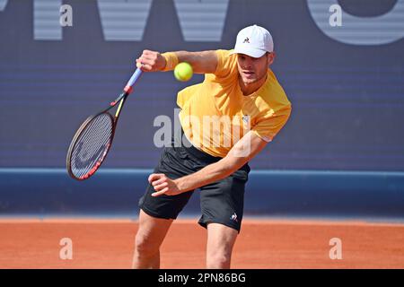 Monaco. 17th Apr, 2023. Yannick HANFMANN (GER), azione, immagine singola, motivo singolo tagliato, mezza figura, mezza cifra. Tennis BMW Open 2023 il 17 aprile 2023 a Monaco di Baviera. ? Credit: dpa/Alamy Live News Foto Stock