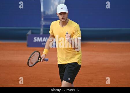 Monaco. 17th Apr, 2023. Yannick HANFMANN (GER), stringe il suo pugno, giubilo, gioia, entusiasmo, azione, immagine singola, motivo individuale tagliato, mezza figura, mezza figura. Tennis BMW Open 2023 il 17 aprile 2023 a Monaco di Baviera. ? Credit: dpa/Alamy Live News Foto Stock