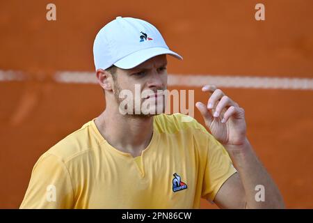 Monaco. 17th Apr, 2023. Yannick HANFMANN (GER), azione, immagine singola, motivo singolo ritagliato, ritratto, verticale, verticale. Tennis BMW Open 2023 il 17 aprile 2023 a Monaco di Baviera. ? Credit: dpa/Alamy Live News Foto Stock