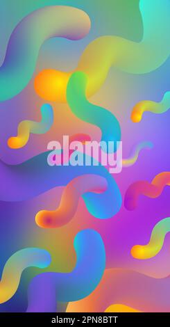 sfondo colorato astratto con cerchi e forme arrotondate, rendering 3d Foto Stock