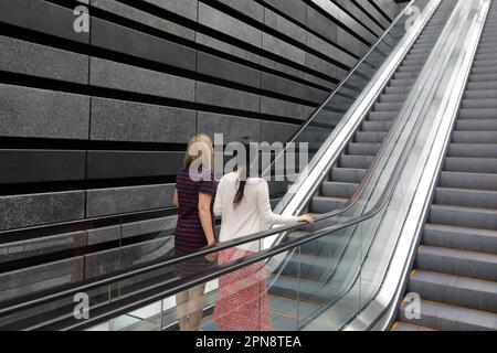 Scale mobili nel Museo Nazionale di Singapore. Singapore. Foto Stock
