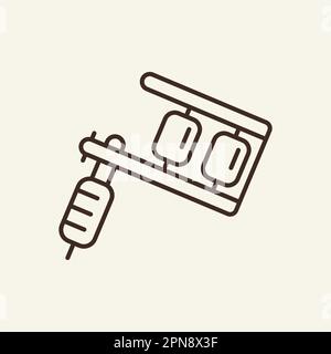 Icona linea macchina tatuaggio. Ago, pistola, attrezzo Illustrazione Vettoriale
