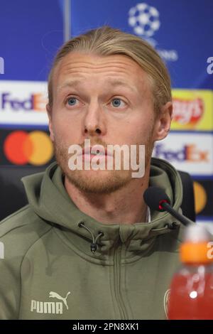 Napoli, Campania, Italia. 17th Apr, 2023. 17/04/2023 Napoli, Stadio Diego Armando Maradona, conferenza stampa per la partita di calcio valida per i quarti di finale della Champions League 2022/23 tra SSC Napoli vs AC Milan.nella foto: Kihal Milano. (Credit Image: © Fabio Sasso/ZUMA Press Wire) SOLO PER USO EDITORIALE! Non per USO commerciale! Credit: ZUMA Press, Inc./Alamy Live News Foto Stock