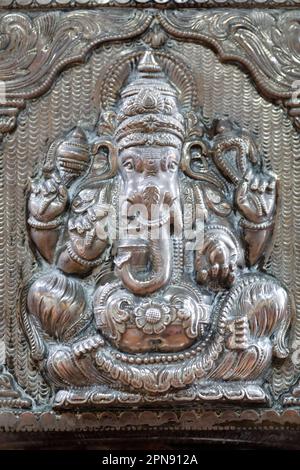 Sri Veeramakaliamman tempio indù. Indiano indù Elephant Dio Ganesh (Ganesha o Ganapati). Singapore. Foto Stock