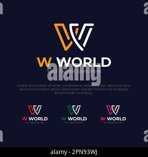 Modello del logo della lettera iniziale W moderna, simbolo del logo della lettera W, simbolo del logo lettera del logo modello del logo aziendale Illustrazione Vettoriale