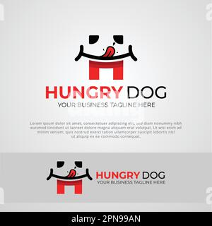 Modello dell'illustrazione del vettore del logo del cane affamato Illustrazione Vettoriale