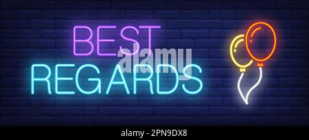 Cordiali saluti, al neon Illustrazione Vettoriale