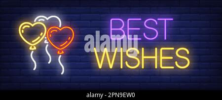 Best Wishes neon segno Illustrazione Vettoriale