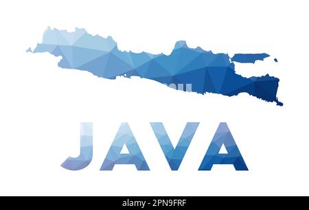 Mappa poly bassa di Java. Illustrazione geometrica dell'isola. Mappa poligonale Java. Tecnologia, Internet, concetto di rete. Illustrazione vettoriale. Illustrazione Vettoriale