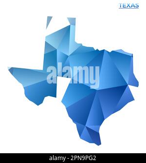 Mappa del Texas poligonale vettoriale. Stato geometrico degli Stati Uniti vibrante in stile poly basso. Immagini straordinarie per le tue infografiche. Illustrazione Vettoriale