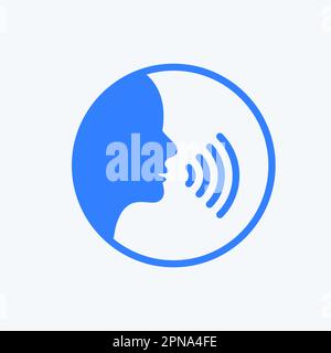 Pronuncia persona icona vettore vocale. Comando vocale WAVE controllo audio icona del suono del viso Illustrazione Vettoriale