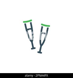 Icona vettore di crutch. Rottura gamba piatta isolato icona di riabilitazione linea crutch Illustrazione Vettoriale